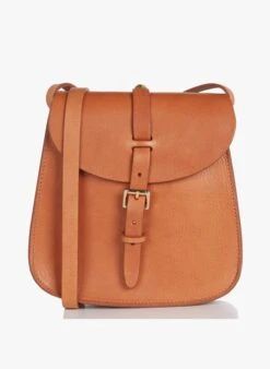 Mini-Umhängetasche Aus Leder Mit Schnalle In Braun