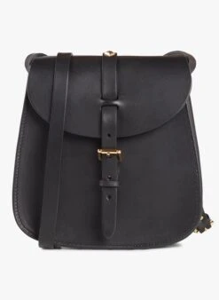 Mini-Umhängetasche Aus Leder Mit Schnalle In Schwarz