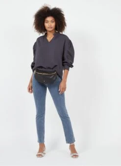 Leder-Hüfttasche Mit Reißverschluss In Schwarz -Soeur 3059062