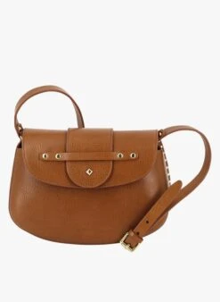 Leder-Umhängetasche Mit Umschlag In Braun