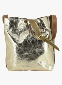 Shopper Aus Metallic-Leder In Golden