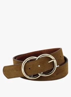 Veloursledergürtel Mit Schnalle In Braun