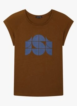 Soeur Rundhals-T-Shirt Aus Baumwoll-Mix Mit Siebdruck In Braun -Soeur 3984911