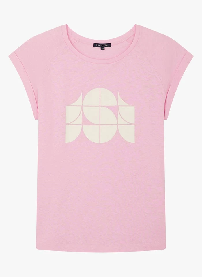 Soeur Rundhals-T-Shirt Aus Baumwoll-Mix Mit Siebdruck In Rosa 3 Soeur Rundhals-T-Shirt Aus Baumwoll-Mix Mit Siebdruck In Rosa – Bild 3