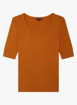 Soeur Baumwoll-T-Shirt Mit Eckigem Ausschnitt In Braun -Soeur 3984914