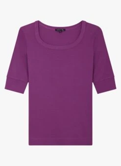 Soeur Baumwoll-T-Shirt Mit Eckigem Ausschnitt In Violett -Soeur 3984915