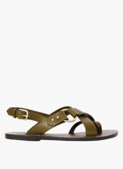 Soeur Flache Ledersandalen In Grun