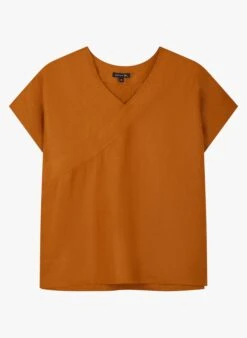 Soeur Weites Leinen-Top Mit V-Ausschnitt In Braun -Soeur 3985010