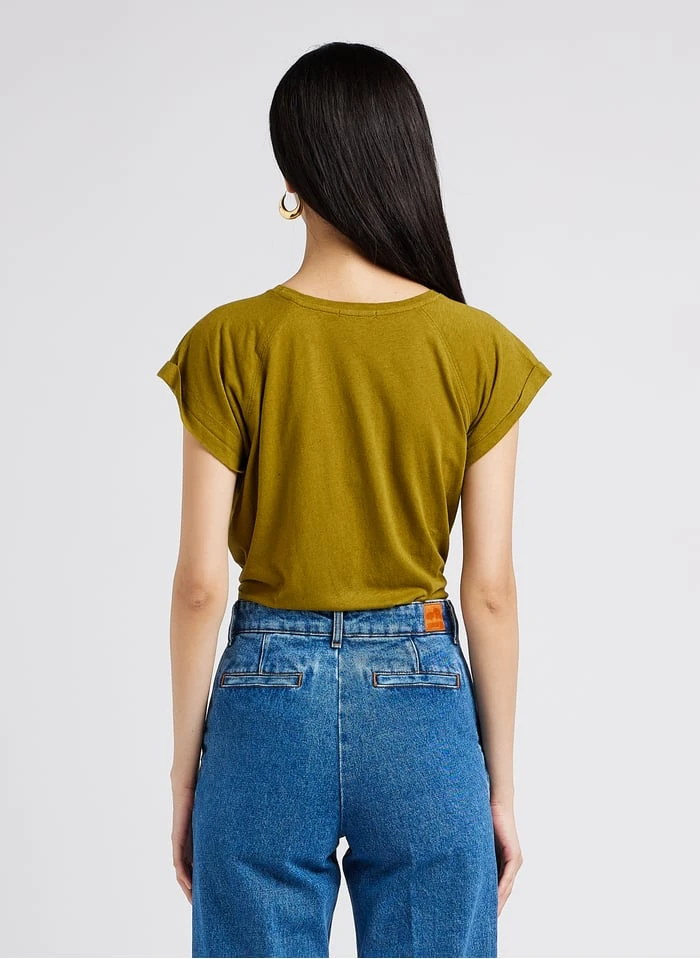 Soeur Rundhals-T-Shirt Aus Baumwoll-Mix Mit Siebdruck In Khaki 2 Soeur Rundhals-T-Shirt Aus Baumwoll-Mix Mit Siebdruck In Khaki – Bild 2