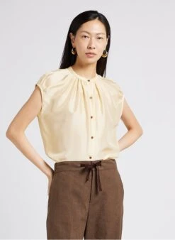Soeur Weite Seidenbluse In Beige