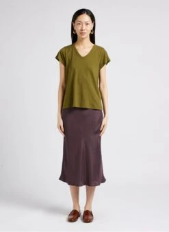 Soeur Weich Fallender Midirock Aus Satin In Khaki -Soeur 4009735 1