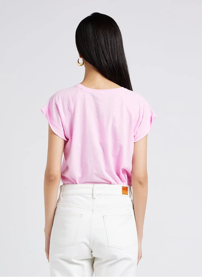 Soeur Rundhals-T-Shirt Aus Baumwoll-Mix Mit Siebdruck In Rosa 2 Soeur Rundhals-T-Shirt Aus Baumwoll-Mix Mit Siebdruck In Rosa – Bild 2