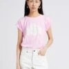 Soeur Rundhals-T-Shirt Aus Baumwoll-Mix Mit Siebdruck In Rosa