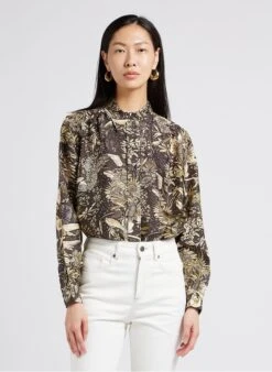 Soeur Bluse Aus Doupionseide Mit Print In Mehrfarbig