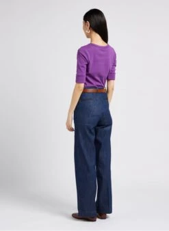 Soeur Baumwoll-T-Shirt Mit Eckigem Ausschnitt In Violett -Soeur 4009862 1