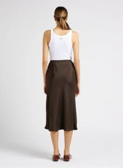 Soeur Weich Fallender Midirock Aus Satin In Khaki -Soeur 4012148