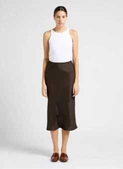 Soeur Weich Fallender Midirock Aus Satin In Khaki -Soeur 4012149