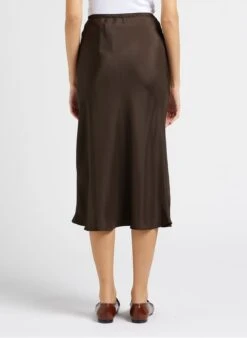 Soeur Weich Fallender Midirock Aus Satin In Khaki -Soeur 4012150