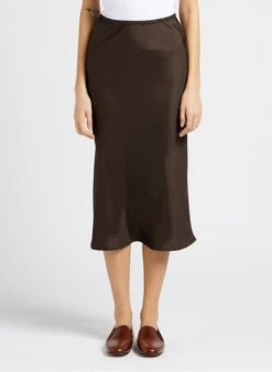 Soeur Weich Fallender Midirock Aus Satin In Khaki -Soeur 4012151