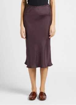 Soeur Weich Fallender Midirock Aus Satin In Khaki