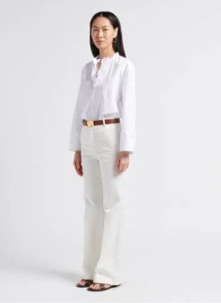 Soeur Rüschenbluse Aus Baumwolle Mit Mao-Kragen In Weiß -Soeur 4039065 1