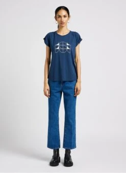 Soeur Rundhals-T-Shirt Aus Baumwoll-Mix Mit Siebdruck In Blau -Soeur 4044326
