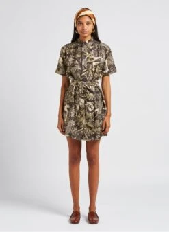 Soeur Kurzes Seidenkleid Mit Klassischem Kragen Und Print In Mehrfarbig