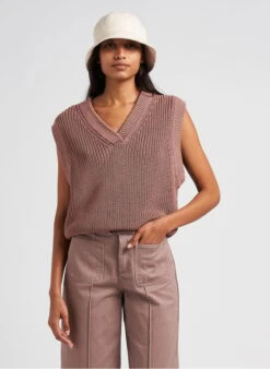 Soeur Baumwollpullover Mit V-Ausschnitt In Braun