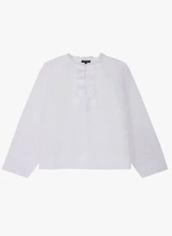 Soeur Rüschenbluse Aus Baumwolle Mit Mao-Kragen In Weiß -Soeur 4056843