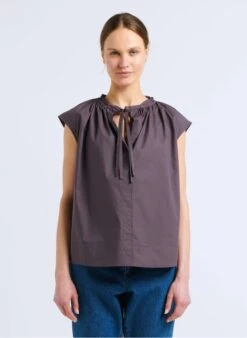 Soeur Top Aus Baumwoll-Popeline In Grau