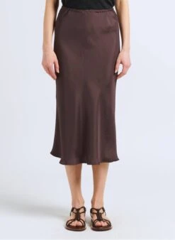 Soeur Weich Fallender Midirock Aus Satin In Grau