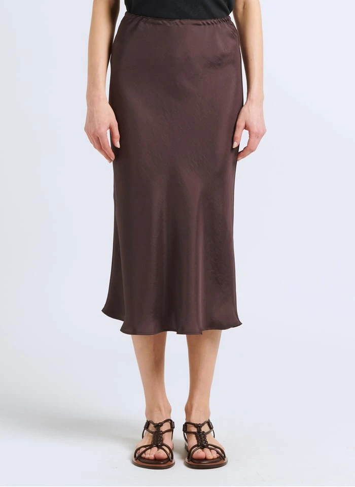 Soeur Weich Fallender Midirock Aus Satin In Grau 1 Soeur Weich Fallender Midirock Aus Satin In Grau