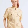 Soeur Bedrucktes Top Aus Baumwoll-Popeline In Beige