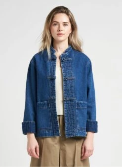 Soeur Jeansjacke Aus Baumwolle Mit Knebelverschlüssen In Bleached Jeans