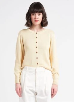 Soeur Cardigan Aus Baumwolle Mit Rundhalskragen In Beige