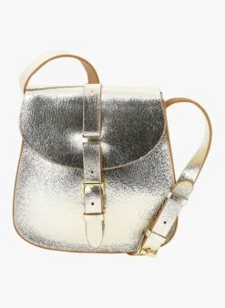 Umhängetasche Aus Metallic-Leder In Golden