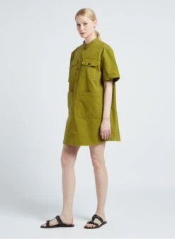 Soeur Kurzkleid Aus Baumwolle Gewaschen In Grun -Soeur 4137792