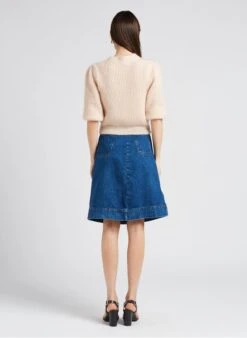 Soeur Ausgestellter Midirock Aus Baumwoll-Denim In Bleached Jeans -Soeur 4151928