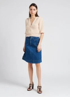 Soeur Ausgestellter Midirock Aus Baumwoll-Denim In Bleached Jeans -Soeur 4151929