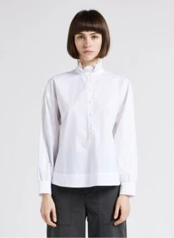 Soeur Baumwoll-Top Mit Stehkragen In Weiß