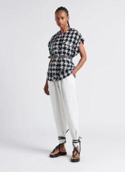 Soeur Hose Aus Geflammtem Waschleinen In Weiß -Soeur 4267156