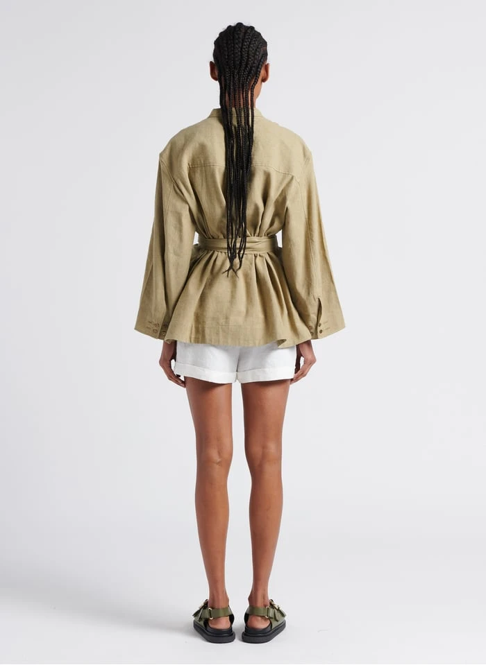 Soeur Bluse Aus Gewaschenem Leinen Mit Rundhalsausschnitt In Beige 5 Soeur Bluse Aus Gewaschenem Leinen Mit Rundhalsausschnitt In Beige – Bild 5