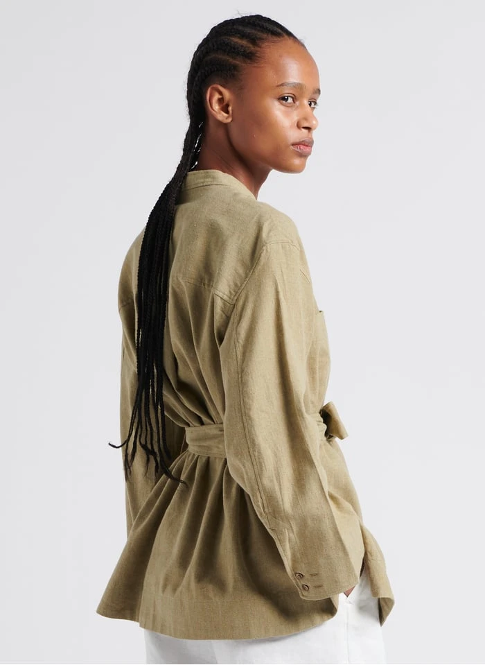 Soeur Bluse Aus Gewaschenem Leinen Mit Rundhalsausschnitt In Beige 2 Soeur Bluse Aus Gewaschenem Leinen Mit Rundhalsausschnitt In Beige – Bild 2